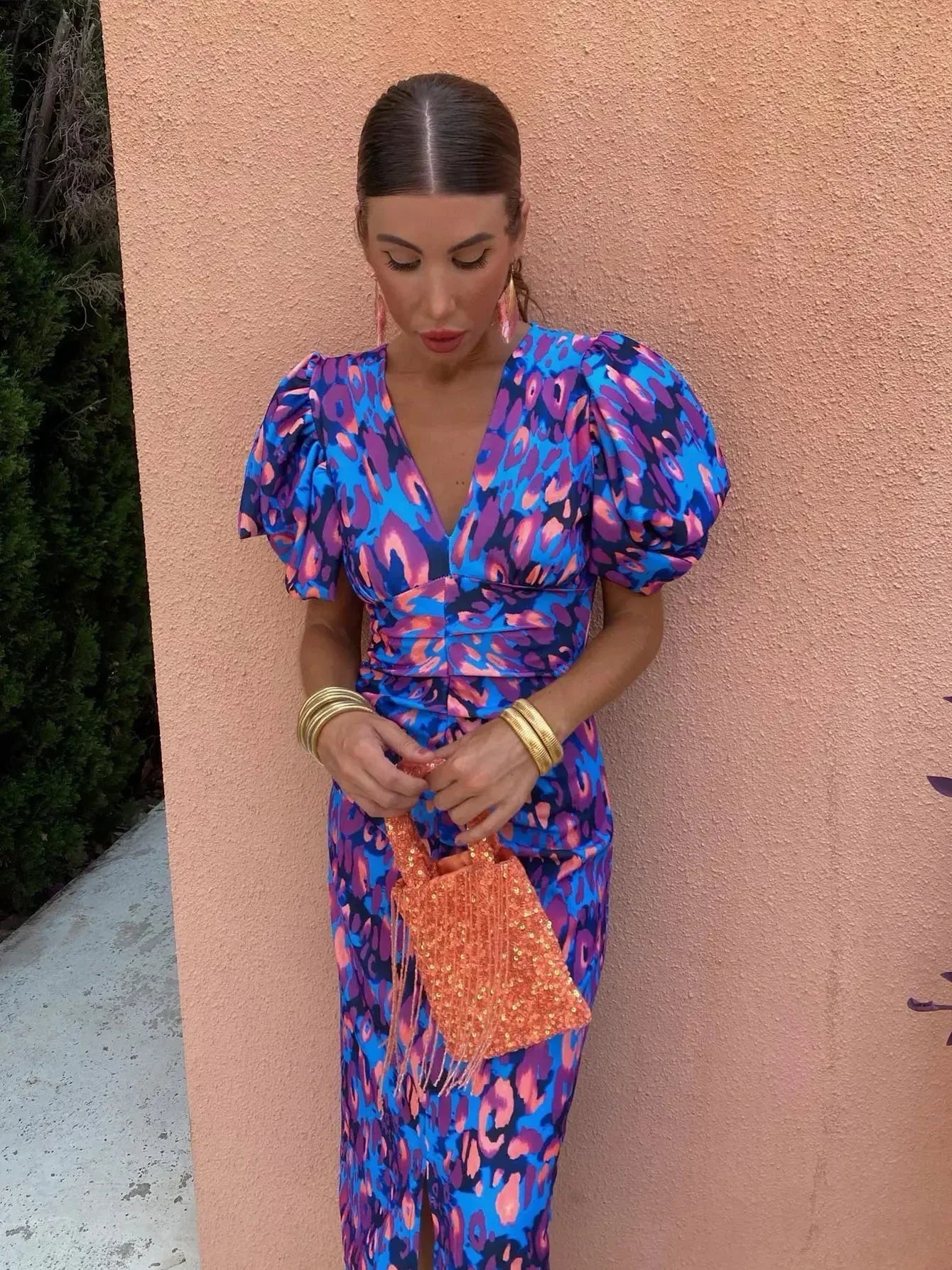 Lorina | Vibrant Puff Sleeve Dress