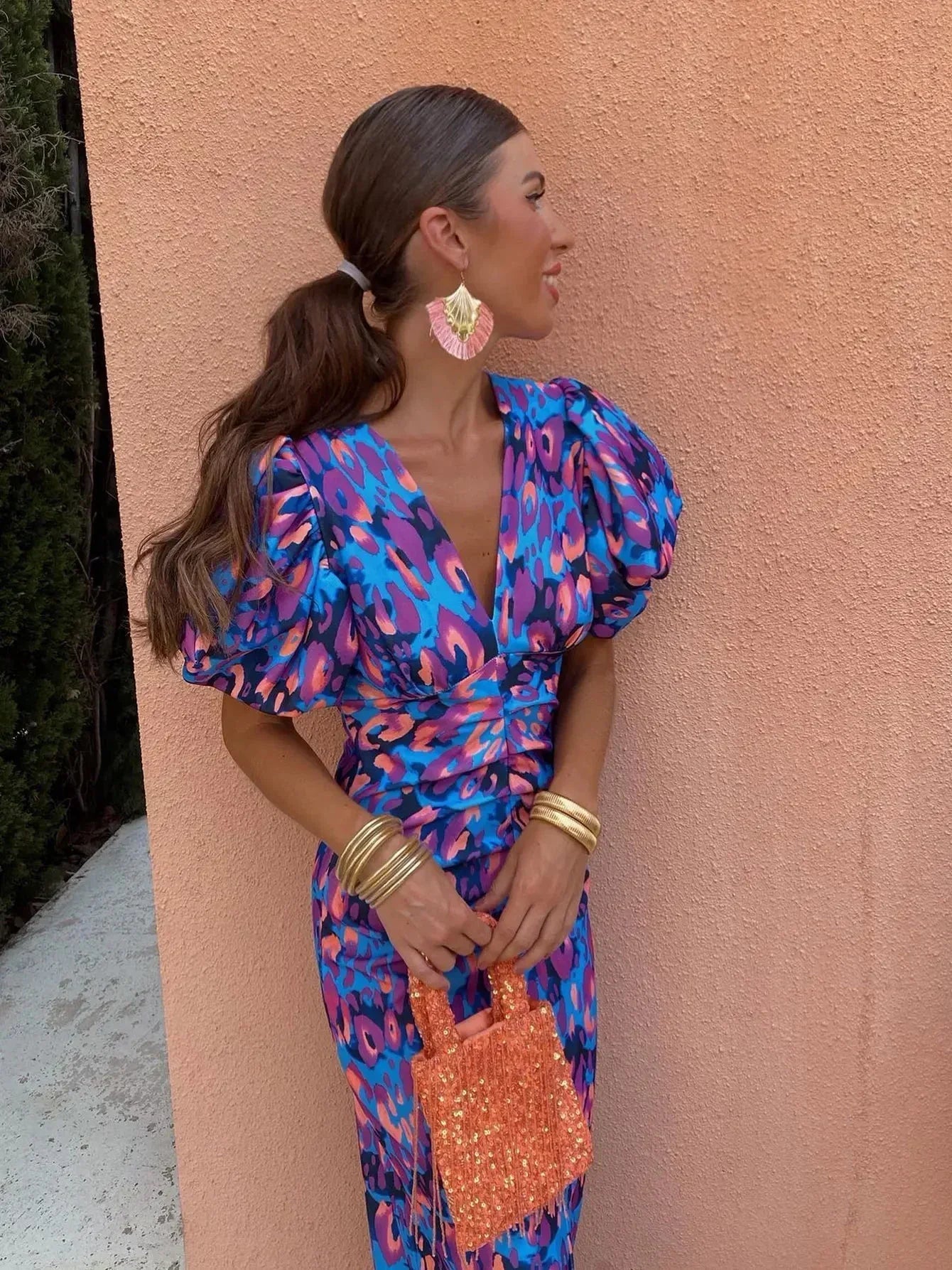 Lorina | Vibrant Puff Sleeve Dress